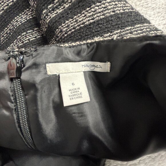 Halogen Womens Black White Striped Textured Sleeveless A-Line Mini Dress Size 6 - Picture 3 of 9